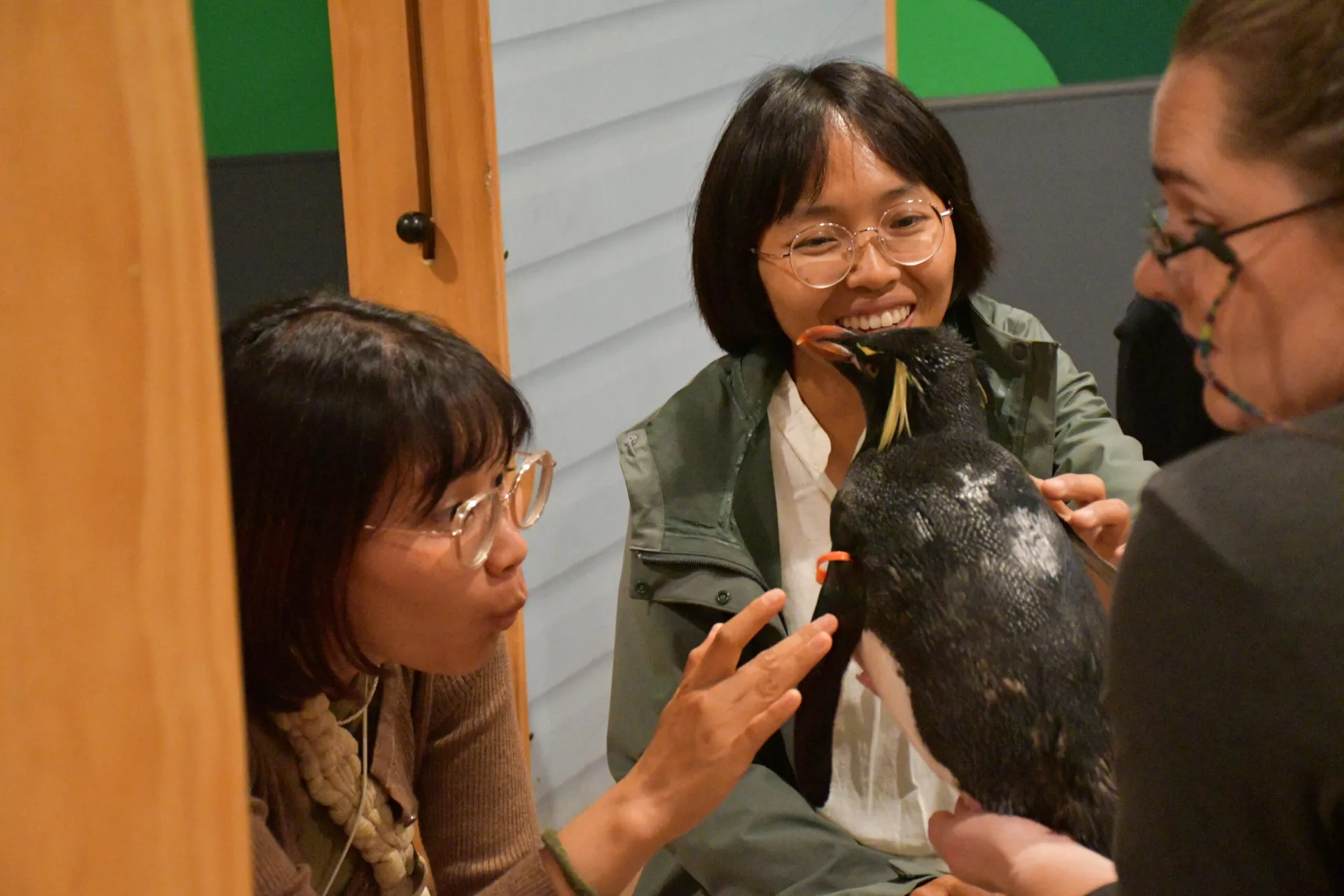 Fellows Mo and Kie (Bring the Elephant Home) meeting some a feathered friend